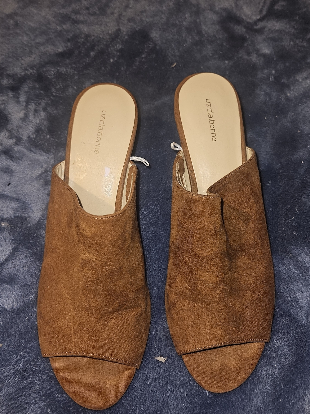 Liz Claiborne Tan Brown Suede Open-Back Slide Mules